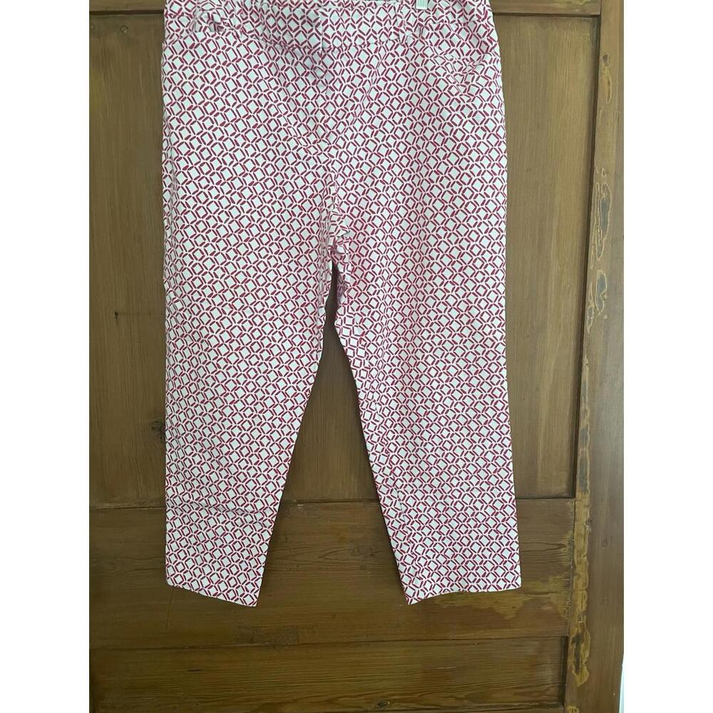 Women’s Liz Claiborne Emma Pink White Geometric Print Cropped Pants 18 Capris